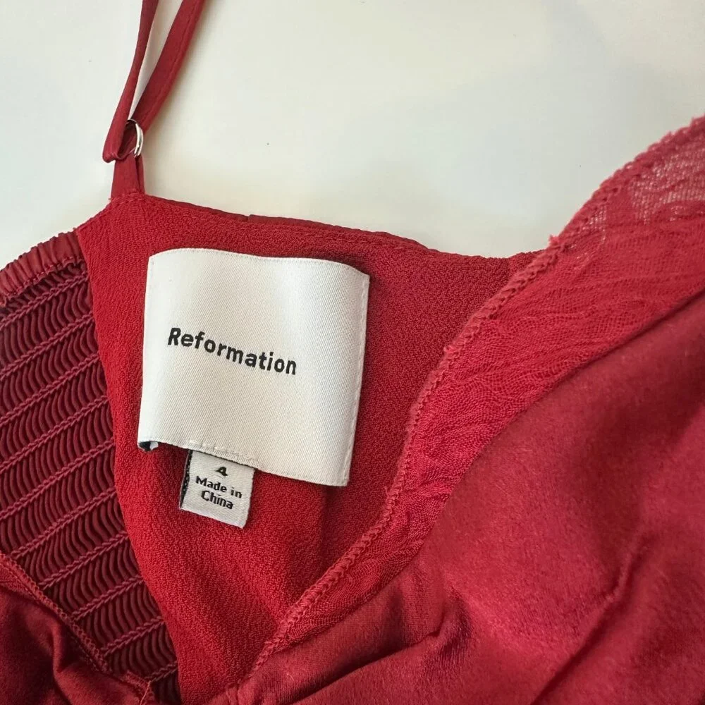 Reformation Ursula Red Silk Dress - Picture 6 of 10
